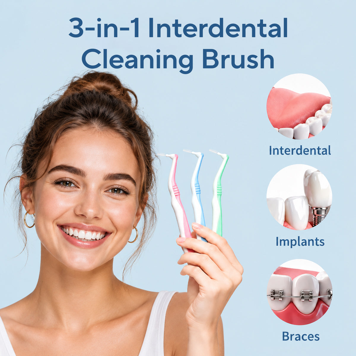 DR.CLEAN L-Shaped Angled Interdental Brushes - Pink (0.7mm) for Tight Gaps & Back Teeth