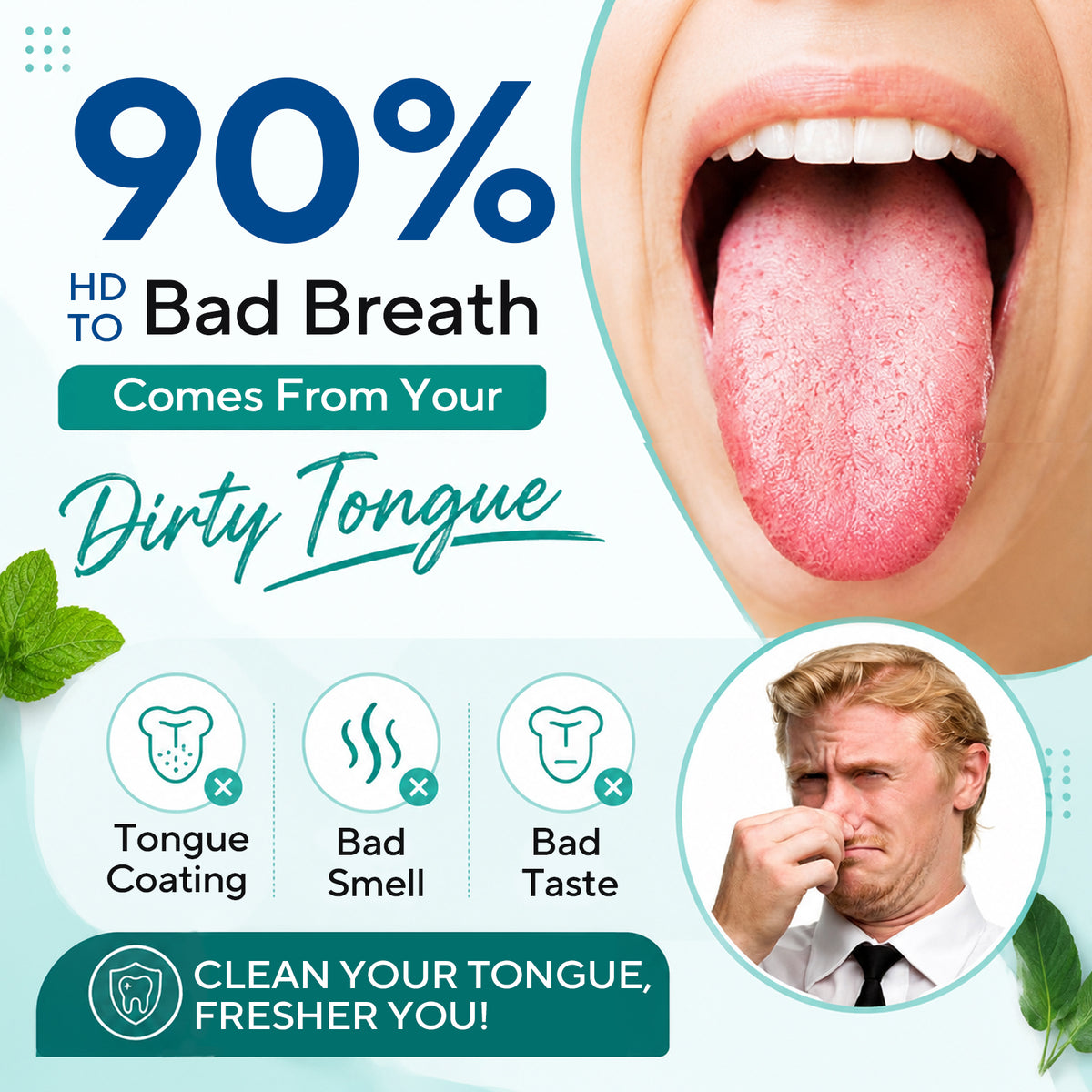 DR.CLEAN Sturdy Tongue Scraper Cleaner - Smooth Non-Scratch Tongue Cleaner for Fresh Breath