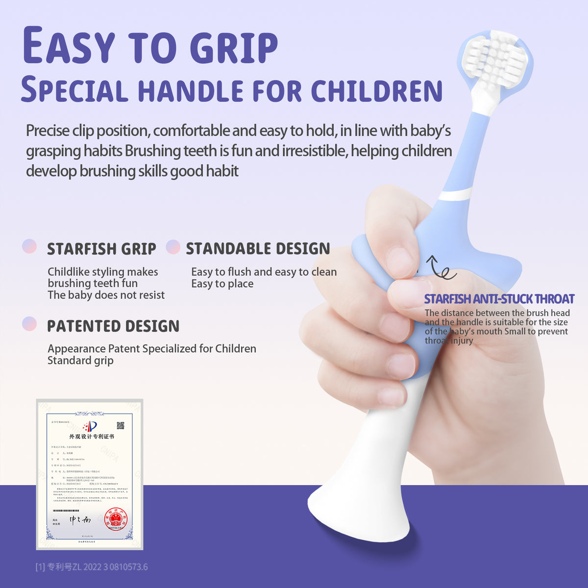 DR.CLEAN Kids 3-Sided Toothbrush - Patented Starfish Training Toothbrush (Ages 2-12)