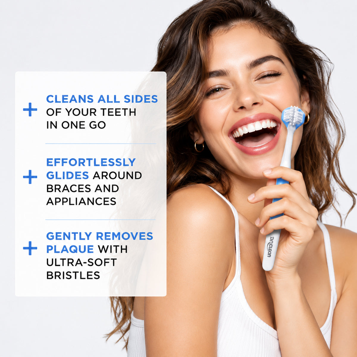 DR.CLEAN Adult 3-Sided Ultra Soft Toothbrush (360° Deep Cleaning)