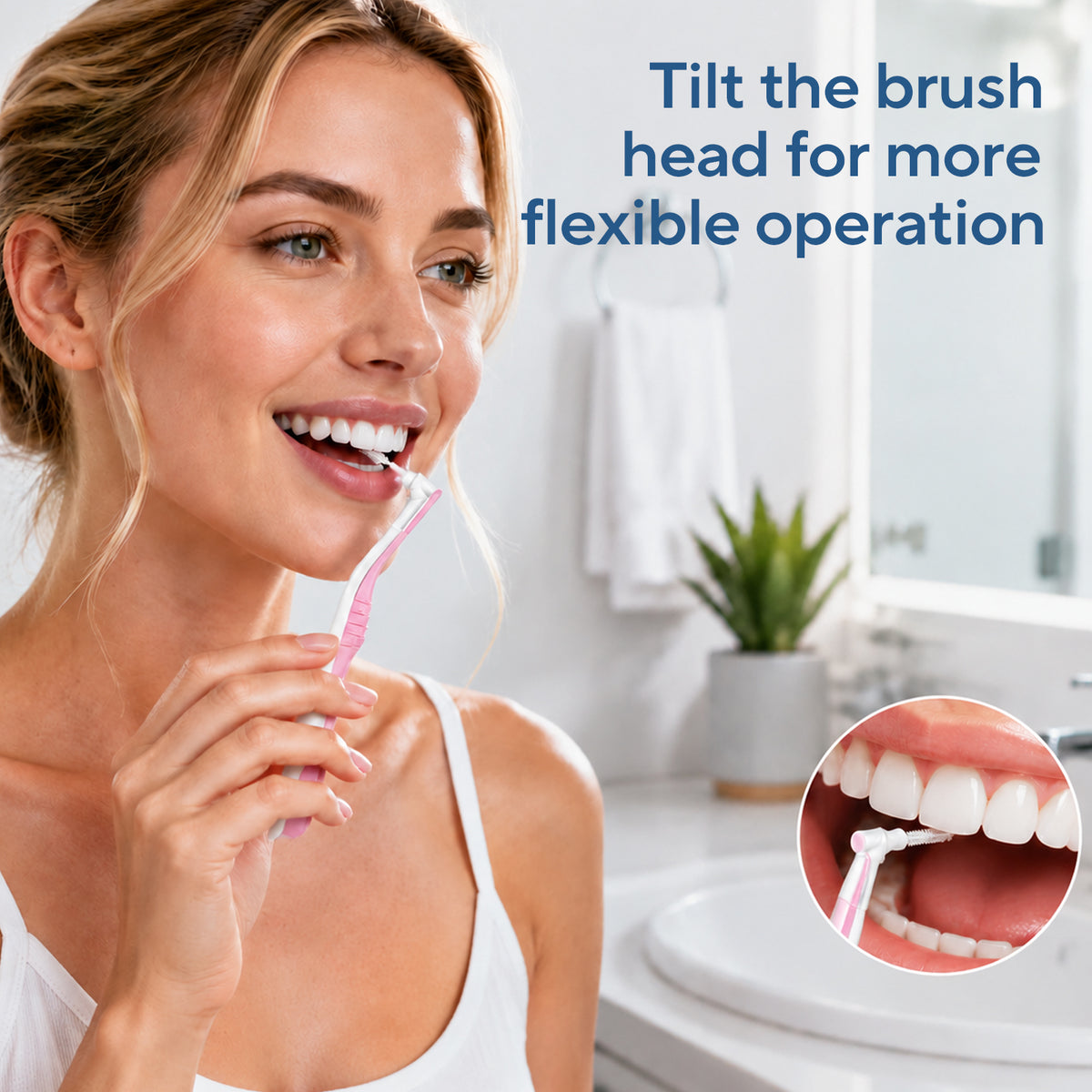 DR.CLEAN L-Shaped Angled Interdental Brushes - Pink (0.7mm) for Tight Gaps & Back Teeth