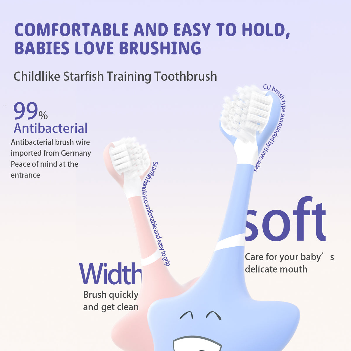 DR.CLEAN Kids 3-Sided Toothbrush - Patented Starfish Training Toothbrush (Ages 2-12)