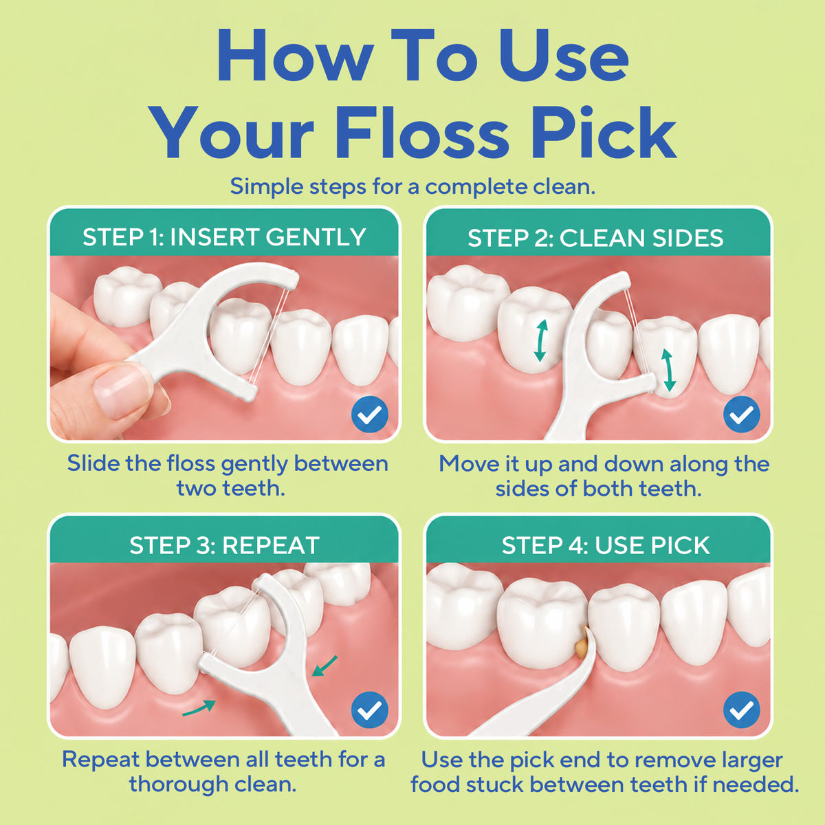 DR.CLEAN™ Break-Resistant Mint Floss Picks - 200 Count Value Pack (4 Portable Cases of 50)