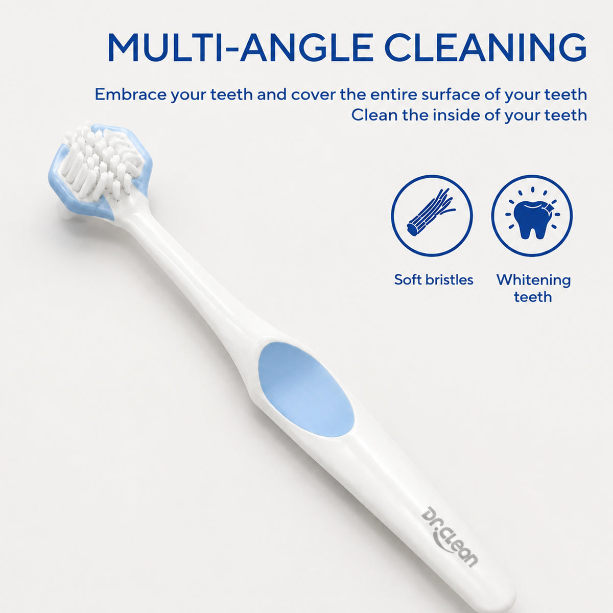 DR.CLEAN Adult 3-Sided Ultra Soft Toothbrush (360° Deep Cleaning)