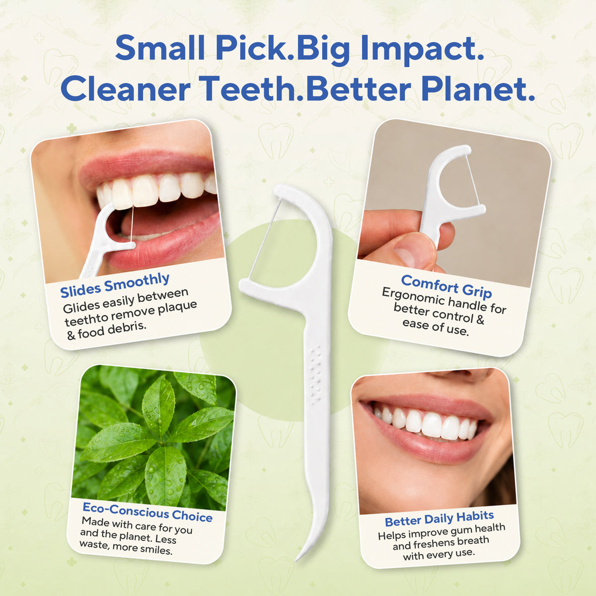 DR.CLEAN™ Break-Resistant Mint Floss Picks - 200 Count Value Pack (4 Portable Cases of 50)